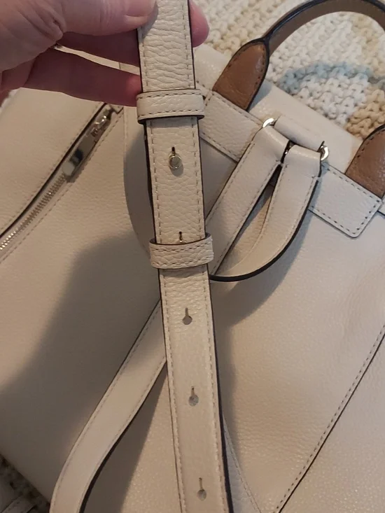 Kate Spade Rosie Sinch Pebbled Leather Medium Flap Backpack In Cream/Tan - Picture 8 of 16